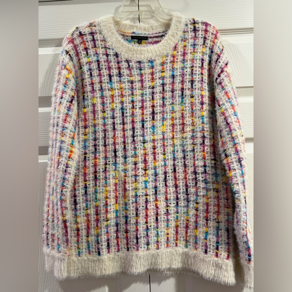 Staccato Women’s sparkly confetti colorful pullover sweater Size Medium